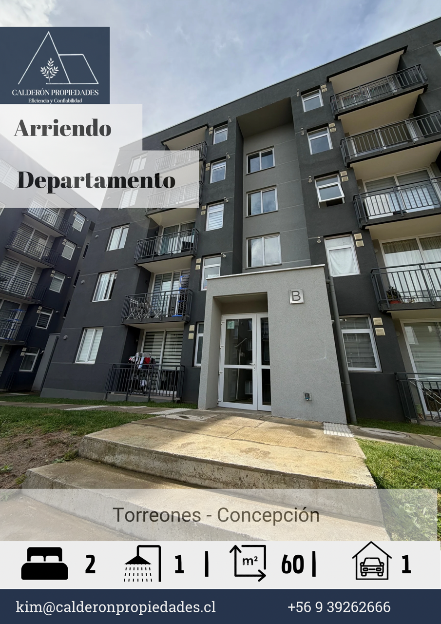 En arriendo departamento en Torreones- Concepción
